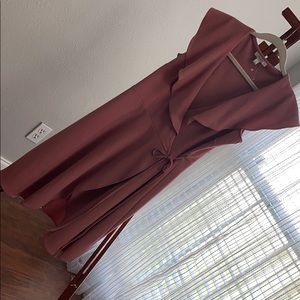 Fluttery Lapel & Skirt Mauve Sleeveless Wrap Dress